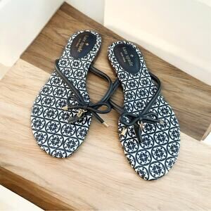 Kate Spade Women’s 7.5 M Mystic Bow and Spade Black & White Sandals NWOT